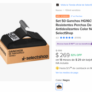 Set 50 Ganchos HG16C1 Ligero Resistentes