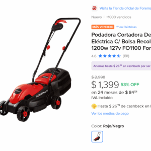 Podadora Eléctrica FO1100 con Bolsa Recolectora 1200W